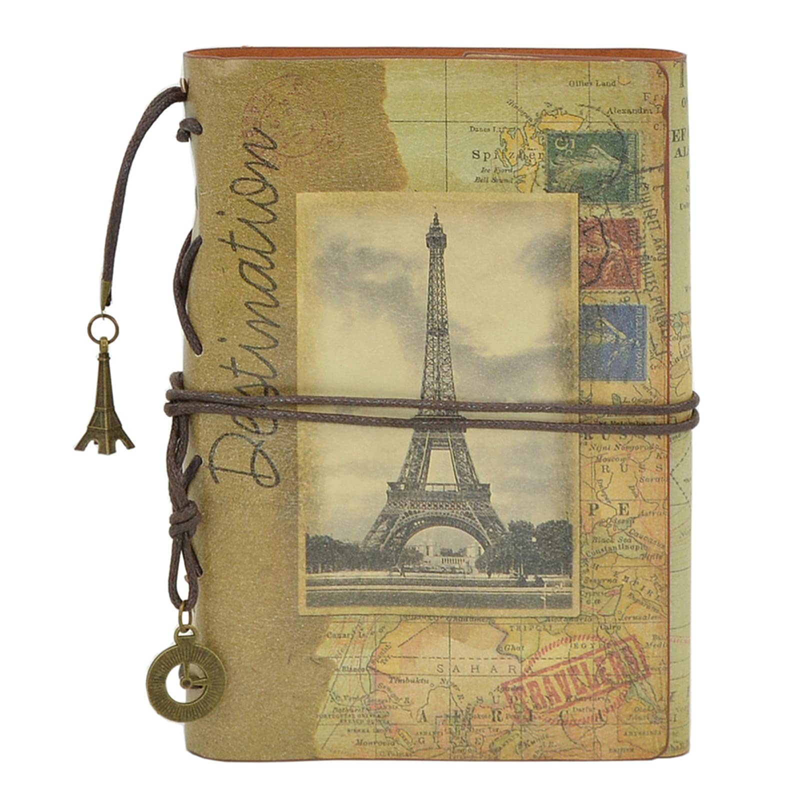 NectaRoy Retro Vintage Leather Writing Journal Notebook, 6-Holes European Style Spiral Bound Loose-Leaf Refillable Daily Sketchbook Diary Traveler with Blank Inserts and Zipper Pocket, 185x130mm