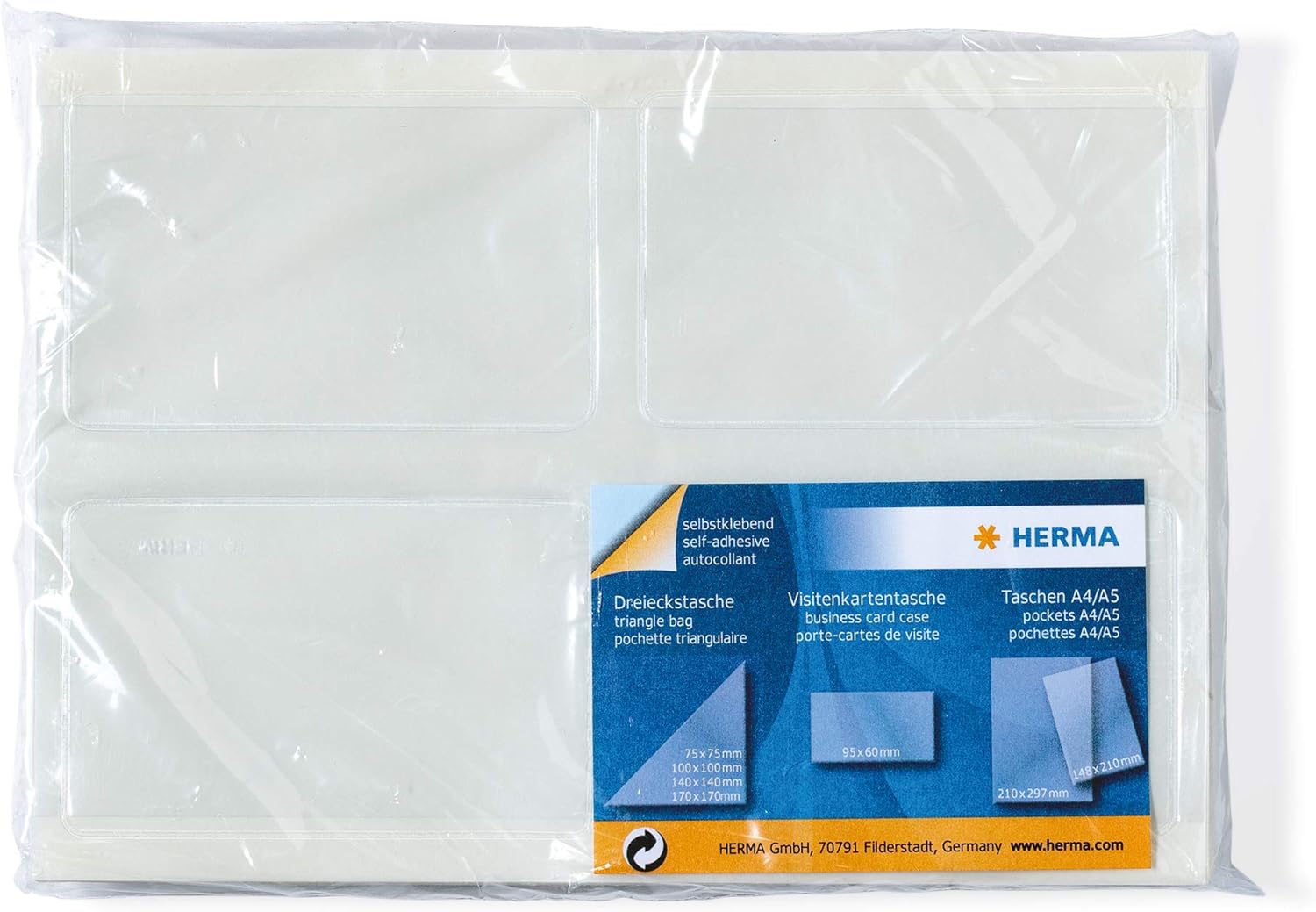 HERMA 1422 Self-Adhesive Business Card Pockets, Pack of 100, 95 x 60 mm - Image 5