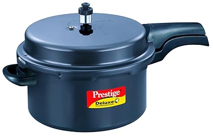 Prestige Deluxe Plus Induction Base Hard Anodized Pressure Cooker, 7.5 Litres, Black