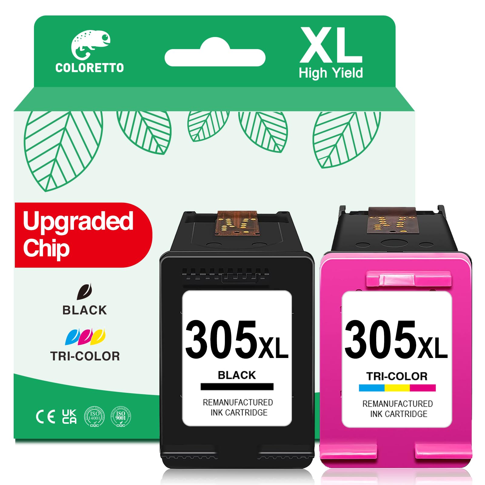 COLORETTO 305 Ink Cartridges Compatible with HP 305 XL Ink for DeskJet 2810e 2820e 4220e 4222e 2800e 2710e 4130e Envy 6022e 6000e 6020e 6032e for hp 305XL Black and Colour Printer Ink Replacement