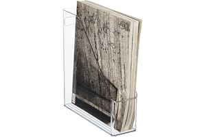 mDesign Plastic Slim Vertical File Folder Storage Organizer Bin with Handle - Hold Notebooks, Binders, Envelopes, Magazines f