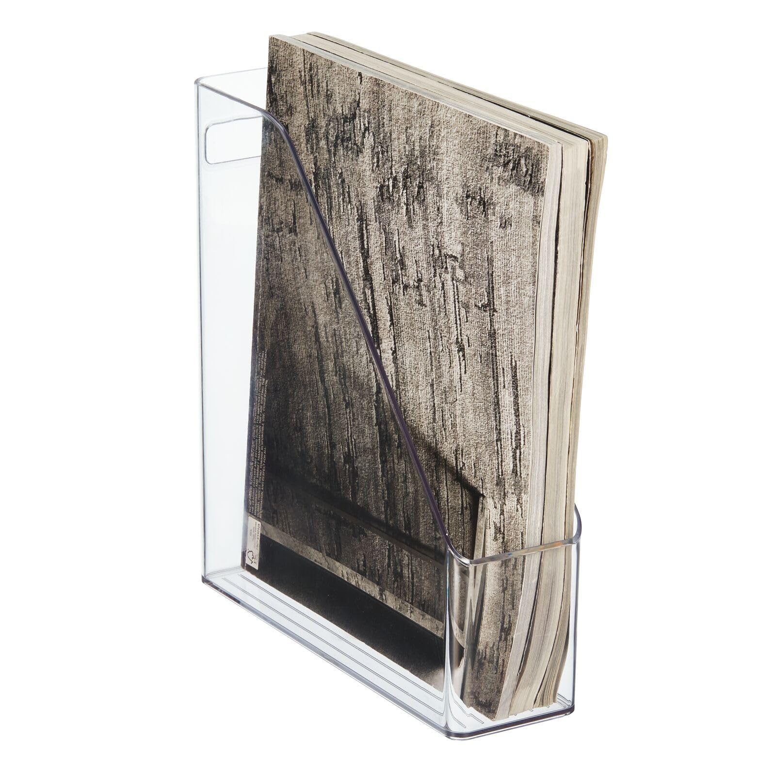 mDesign Desk Organiser - Plastic Magazine, Paper and Document Holder - Ideal for Important Documents and File Storage - Clear