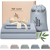 TWK Luxury Sheet Set, Genuine 100% Organic Viscose Derived from Bamboo, Cooling & Breathable, Silky Soft, Bedding Sheets & Pillowcases (Sterling Blue, California King)