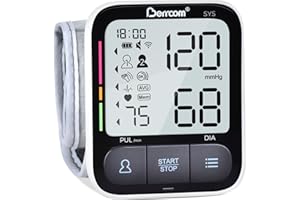 Berrcom Wrist Blood Pressure Monitor for Home Use, Automatic Digital BP Machine with Voice Broadcast, Large LCD Display, 2×120 Memory, Portable Case Included