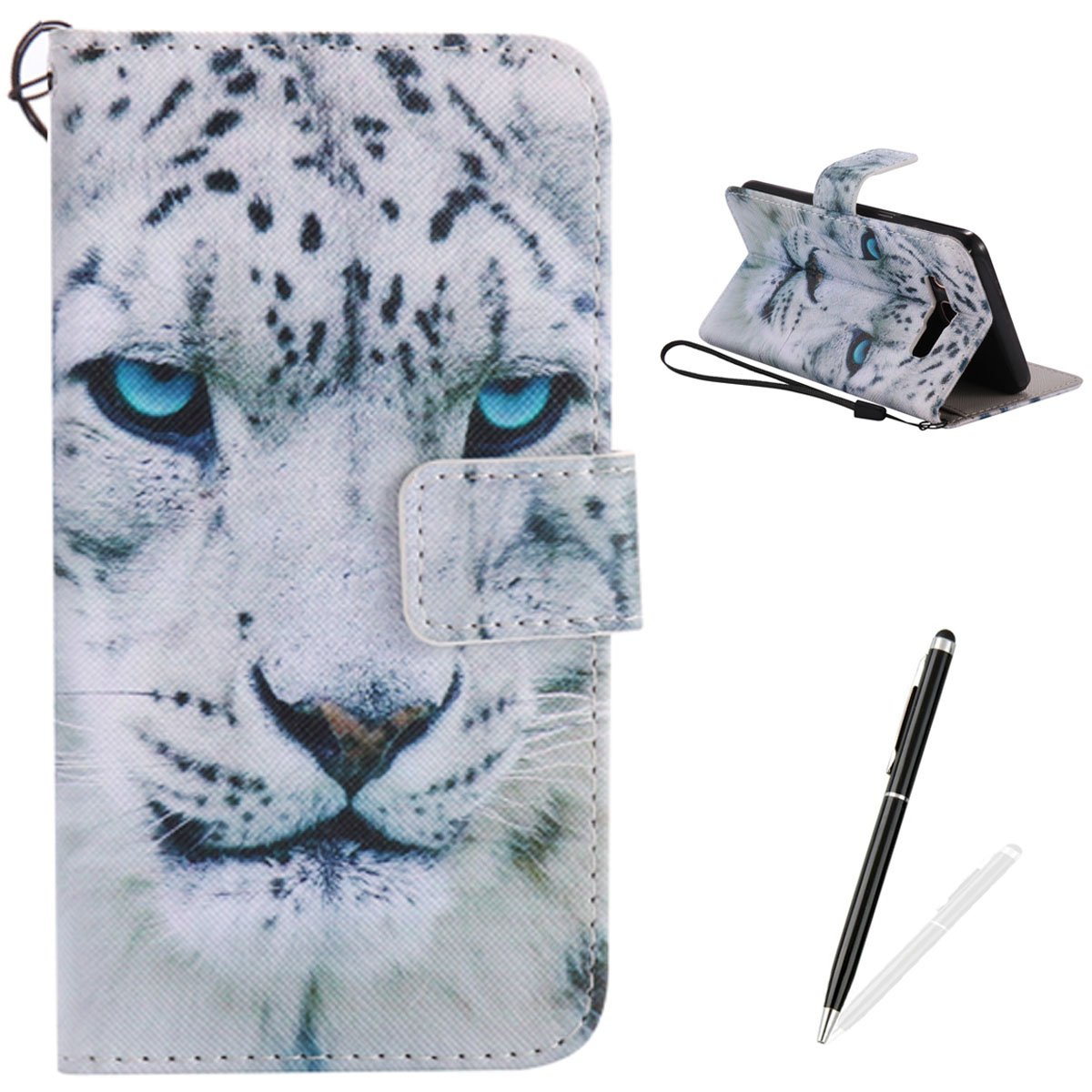 Samsung Galaxy J510/J5 2016 Case amazing snow leopard blue eyes stand flip