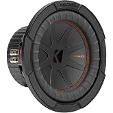 KICKER 48CWR82 CompR 8" Subwoofer, DVC, 2-ohm | Compact deep bass upgrade, flexible wiring options, hard-hitting low frequencies, fits small boxes and tight builds