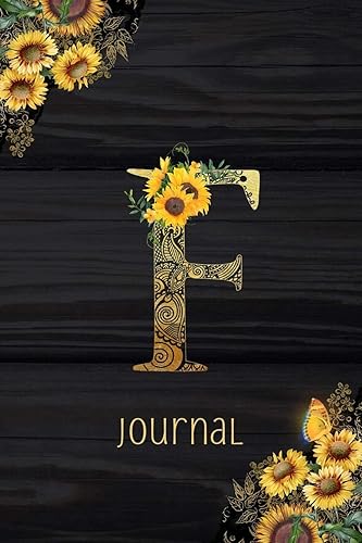 Download F Journal: Sunflower Journal, Monogram Letter F Blank Lined Diary with Interior Pages Decorated With More Sunflowers. PDF