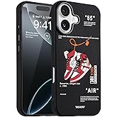WMFLLNL Cool Phone Case for iPhone 16 Case for Boys Men Basketball Shoes Sneaker Print Design Cases Compatible with iPhone 16 Black