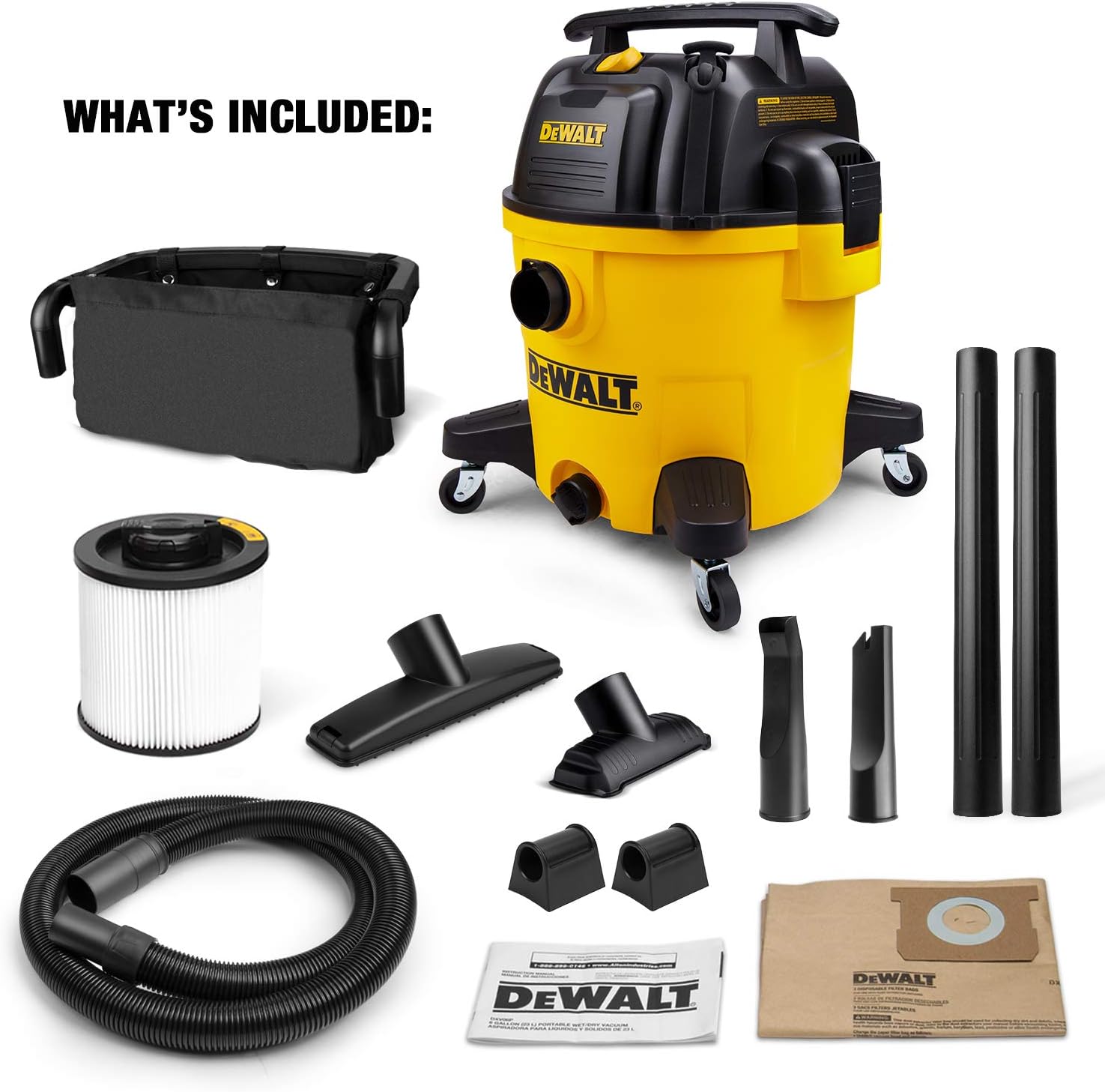 DeWALT DXV10P 10 gallon Quiet Poly Wet Dry Vacuum Yellow - - 