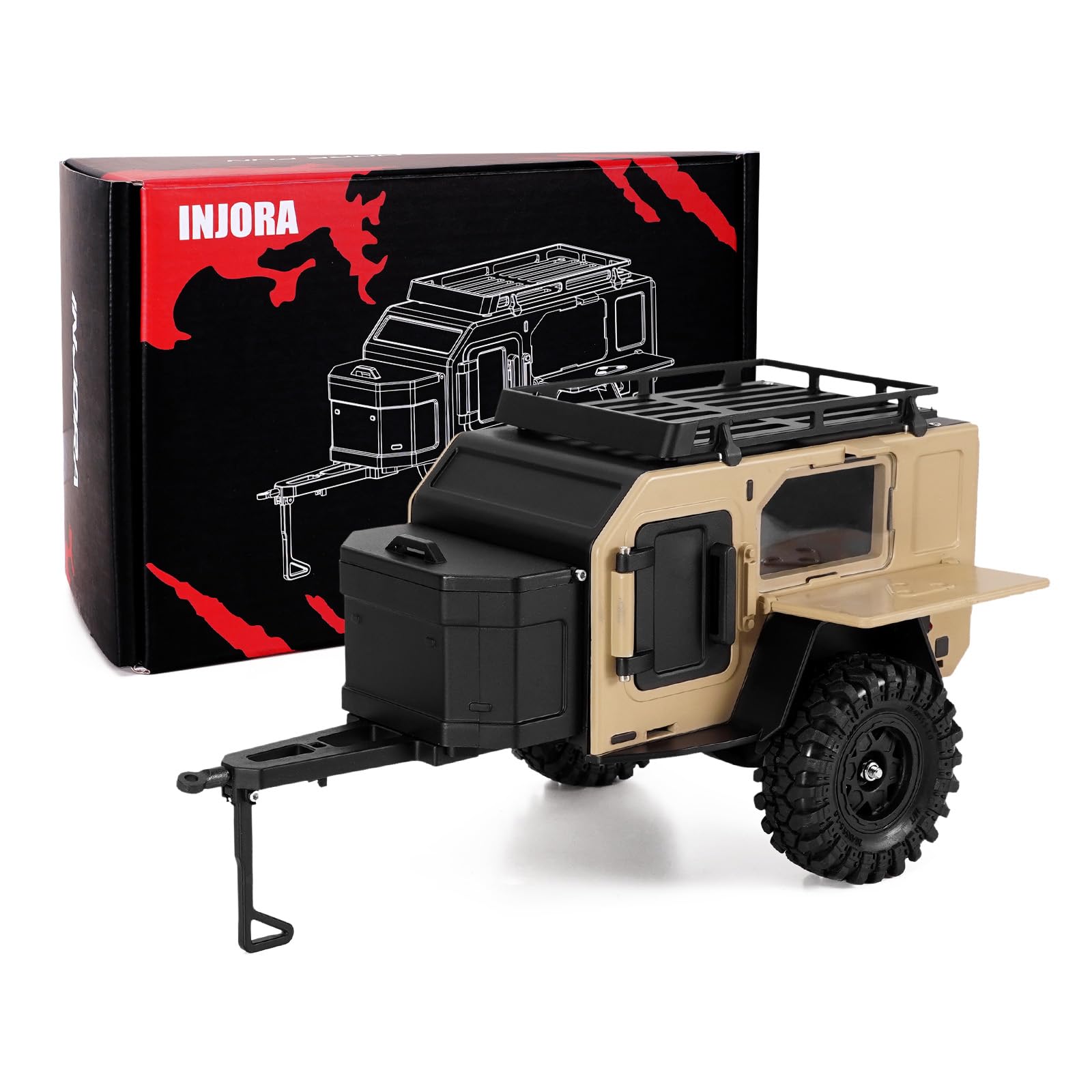 INJORA Off-Road Camping Trailer for TRX4M SCX24 1/18 1/24 RC Crawlers
