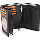 Schwarze Ledergeldb&ouml;rse aus echtem Leder in Hochformat Phoenix 3