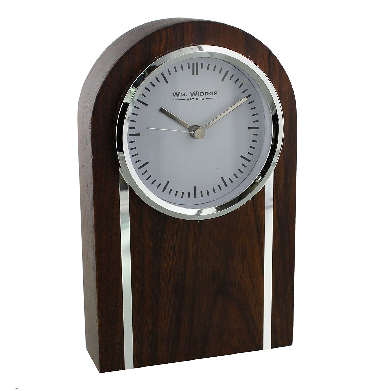 Widdop Bingham Solid Wood & Silver Look Mantel Clock Domed Top Design