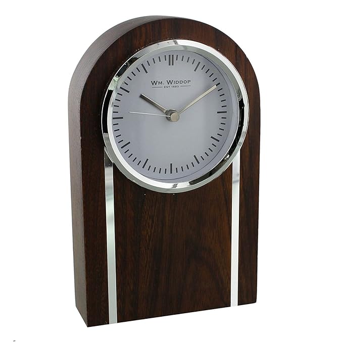 Widdop Bingham Solid Wood & Silver Look Mantel Clock Domed Top Design