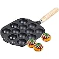 Happy Sales , Cast Iron Takoyaki Pan, 8" L x 7-3/8 D x 1-1/8 H, Black
