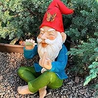 Garden Gnome Statue, Middle Finger Gnome, Garden Gnomes Outdoor Statue Figurine，Christmas Garden Gnomes for Fairy Garden, Or 