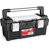 MAXPOWER 16 inch Tool Box with Removable Tray - Portable Toolbox with Stainless Steel Handle & Doule Metal Latch, Rated up to