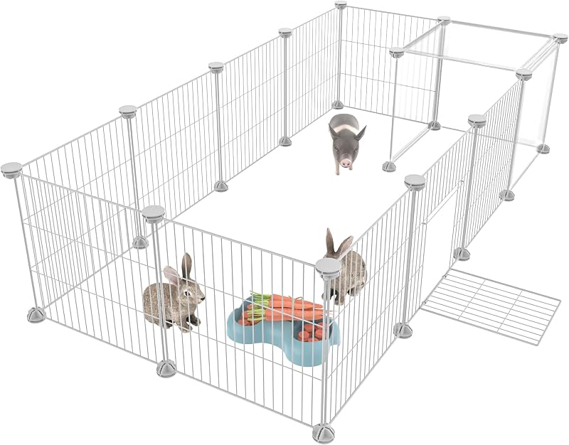 HOMIDEC Pet Playpen 14 Panels DIY Encrypted Mesh Fence 140x70x35CM