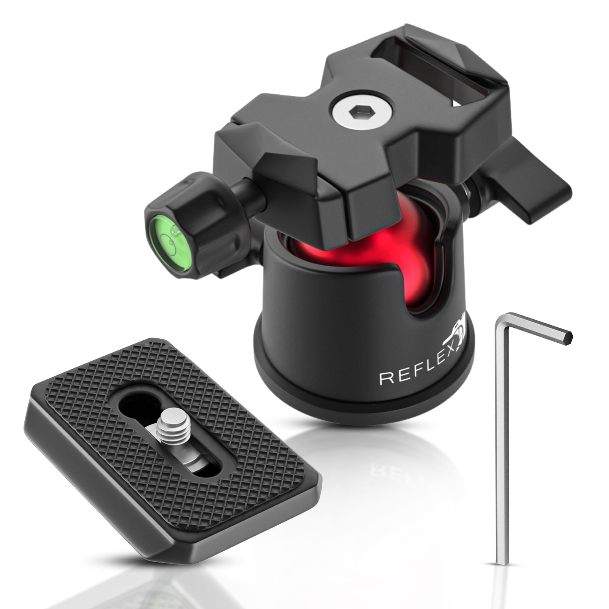 REFLEX CAMERA Tripod Ball Head 25mm 360° Rotating 1/4 inch Lightweight, Portable, Quick-Release Plate for Panoramic Photography, Arca Swiss, Compact Design, Smooth Movement, Ball Head Tripod Mount
