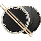 Drum Practice Pad, Donner Drummer Practice Pad - Quiet Drum Pad 12 Inches | with Removable Snare Simulation Built-in 800 Steel Balls, Drum Sticks, 40 Standard Rudiments, White
