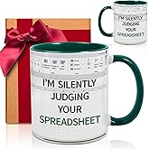 ZWV Funny Accountant Gift Mug, I'm Silently Judging Your Spreadsheet Gifts for Boss CPA Coworker Finance Banker - Spreadsheet Mug-Accounting Birthday Christma gift