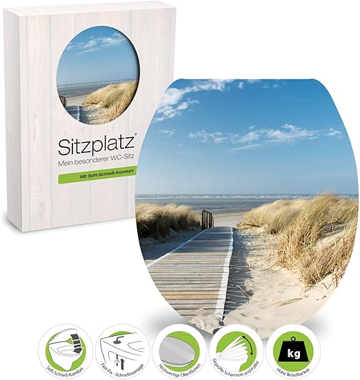 Sitzplatz Wc Sitz Mit Absenkautomatik Dekor Dunenblick High Gloss Toilettensitz Mit Holzkern Fast Fix Schnellbefestigung Standard O Form Universal Toilettendeckel Glanzend 40218 7 Amazon De Baumarkt