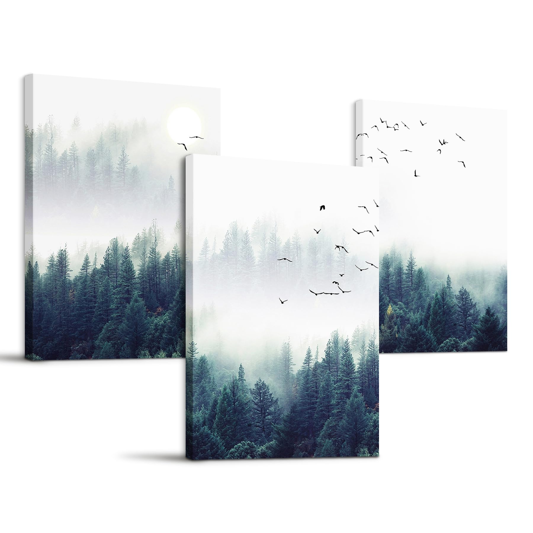 hyidecorart Foggy Forest Canvas Wall Art for Living Room, Modern Artwork Nature Landscape Bathroom Pictures Bedroom Wall Decor, Family Prints Paintings Wall Decorations Kitchen Dining Room Office — image 1