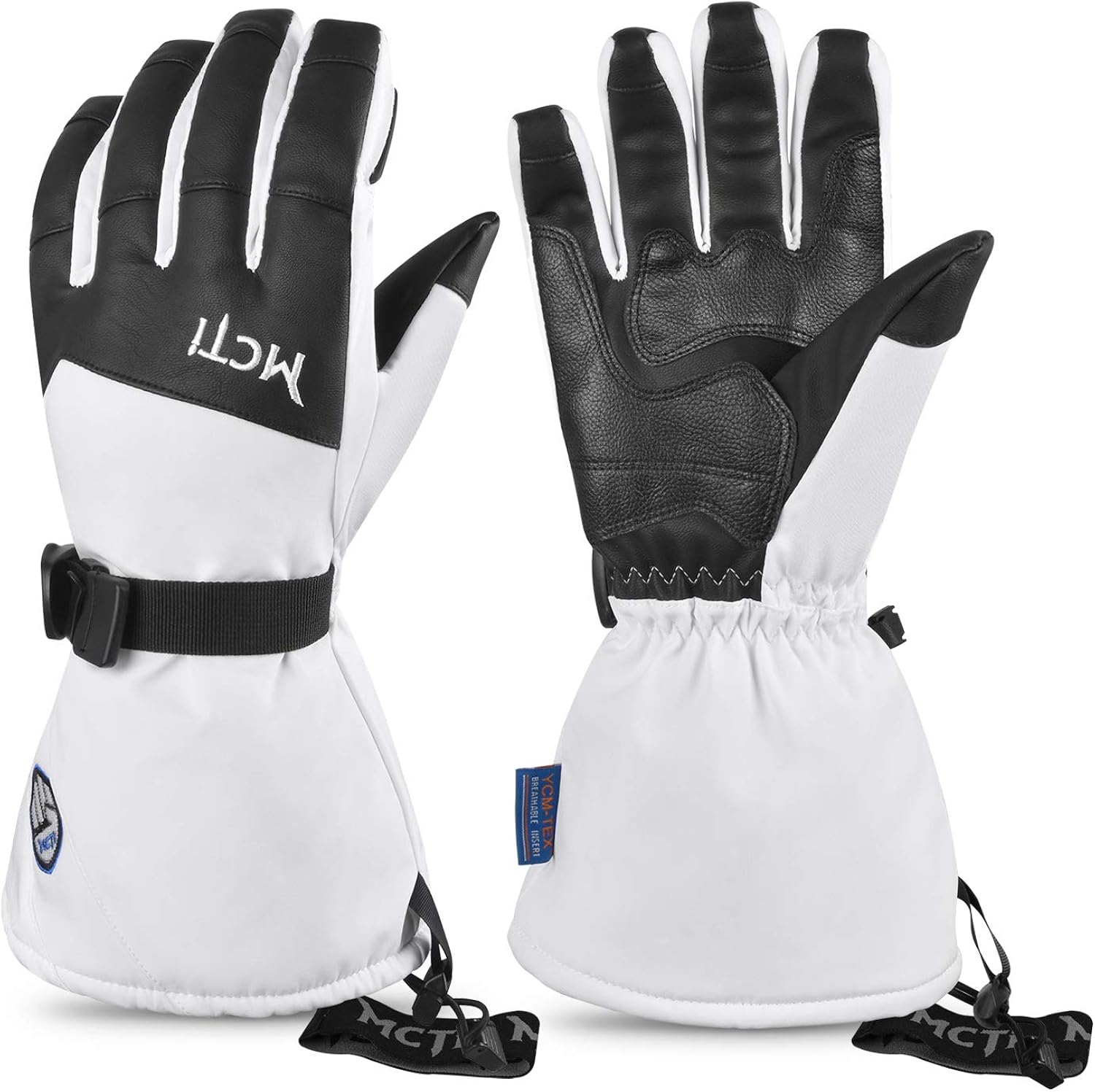 Botack Ski Snow Gloves Mens Waterproof Touchscreen Winter Leather