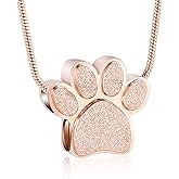 Hearbeingt Pet Cremation Jewelry for Ashes Urn Necklace Paw Print Pet Keepsake Jewelry for Dog's/Cat's Ashes Pendant Memorial Gifts