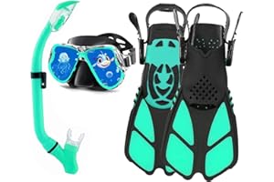 DiVLMT Snorkeling Gear for Adults with Fins Scuba Diving Gear Adult Professional Travel Snorkel Sets with Flippers,Anti-Fog Anti-Leak Diving Mask