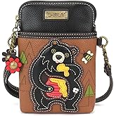 CHALA Wilderness Animal Collection Cell Phone Crossbody Purse-Women PU Leather/Canvas Multicolor Handbag w/Adjustable Strap