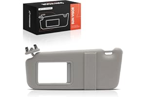 A-Premium Driver Left Side Sun Visor Compatible with Toyota Camry 2007-2011 - Without Vanity Light, with Vanity Mirror, Without Sunroof, Gray Color - Replaces 7432006780B0, 74320-06780-B0