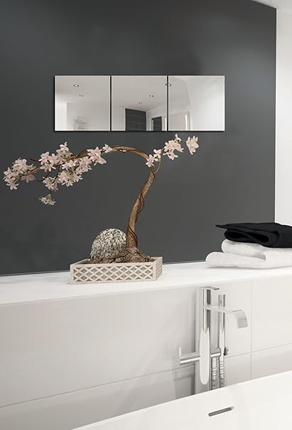 MSV Spiegel Spiegelfliesen Wandspiegel Fliesenspiegel selbstklebend 3 Stück - 30x30cm