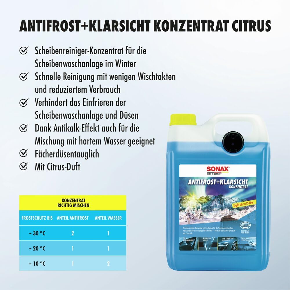SONAX AntiFrost+KlarSicht Konzentrat (5 Liter) Scheibenreiniger-Konzentrat mit Frostschutz für die Scheibenwaschanlage | Art-Nr. 03325050 3