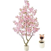 Warmplants Artificial Cherry Blossom Tree 6ft Sakura with White Planter | 72&rdquo; Tall Fake Pink Flower Plant, Faux Blooming Trees for Indoor Outdoor Home Office Wedding Entryway Decor