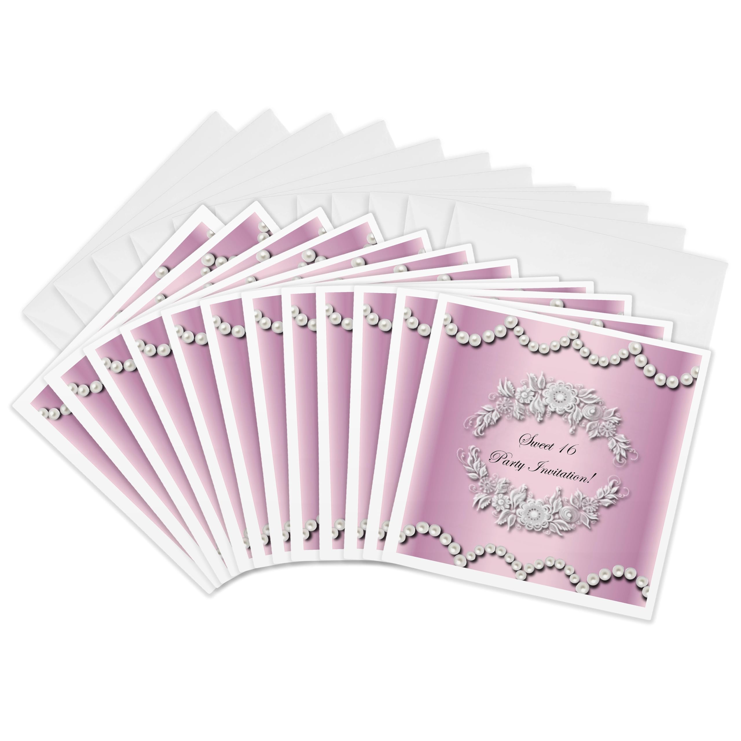 3dRose gc_33054_2 6 x 6-Inch "Sweet 16 Party Invitation" Greeting Card (Pack of 12)