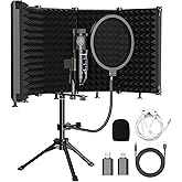 Dejasound Upgraded Studio Recording Microphone with Isolation Shield &amp; Pop Filter - Music Condenser Mic for Podcasting, Singing, Home Studio - Sound for PC, Laptop, Smartphone