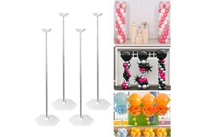 EMART Balloon Column Stand Set of 4, 6.5ft Adjustable Telescoping Metal Column Tower Pillar with Bases for Floor, Reusable Balloon Stand Kit for Birthday, Wedding, Baby Shower, Graduation, Halloween Parties