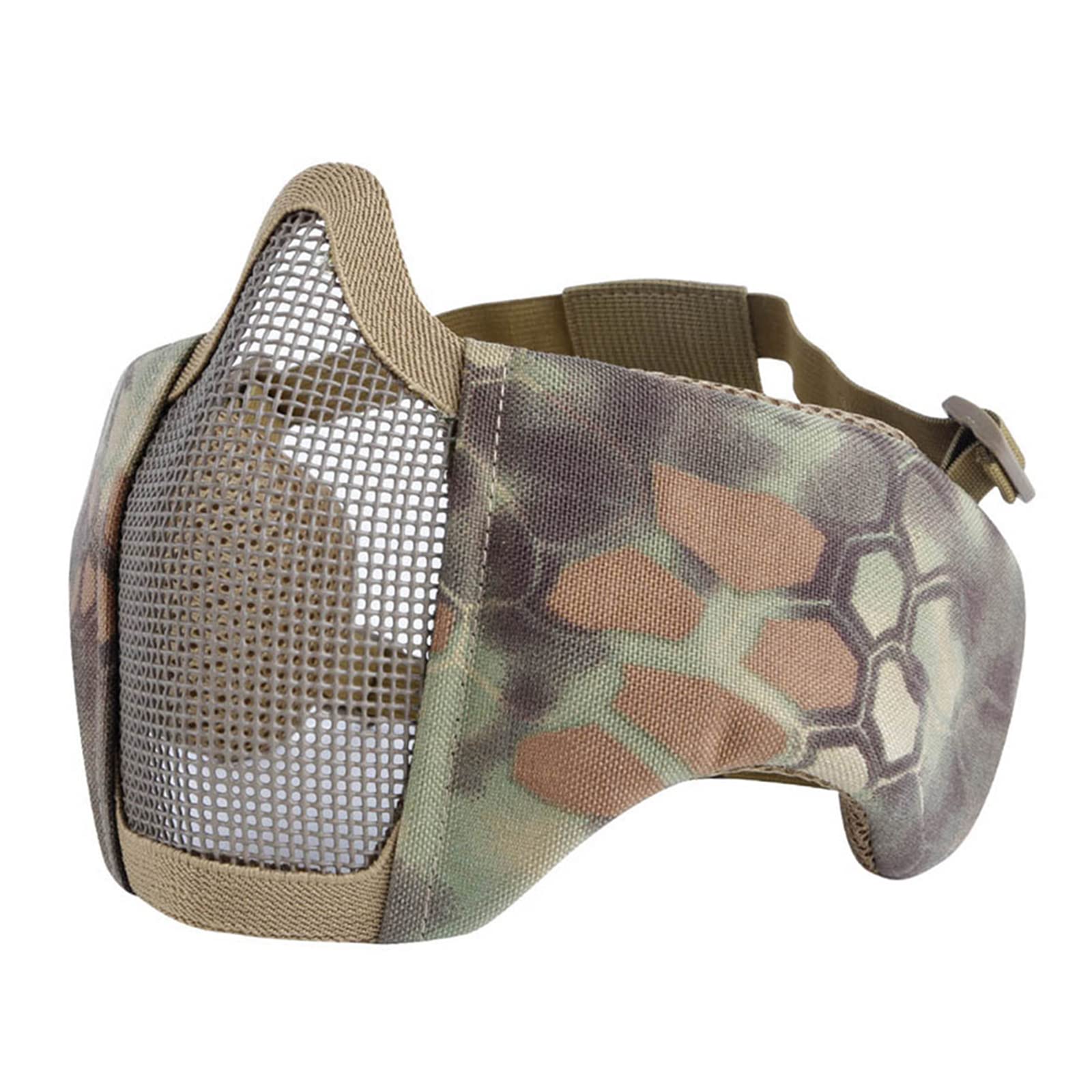 Airsoft Mesh Mask, Half Face Mesh Masks with Ear Protection for CS/Hunting/Paintball/Shooting (MA)