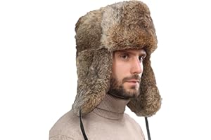 Elegtiskas Winter Trapper Hat with Flaps Faux Fur Winter Hunting Hat Russian Ushanka Hat for Men Women