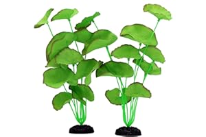 DVHEY 2-Pack 12 Inch Aquarium Silk Aquarium Plants, Artificial Plastic Plant for Small Tank, Goldfish, Fish Hides (Green B, 12 Inch)