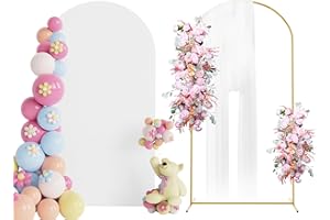 Putros 7.2ft Metal Arch Stand with Cover White Spandex Fitted Wedding Arch Cover and Round Top Chiara Backdrop Stand Set for Birthday Party Baby Shower Decoration