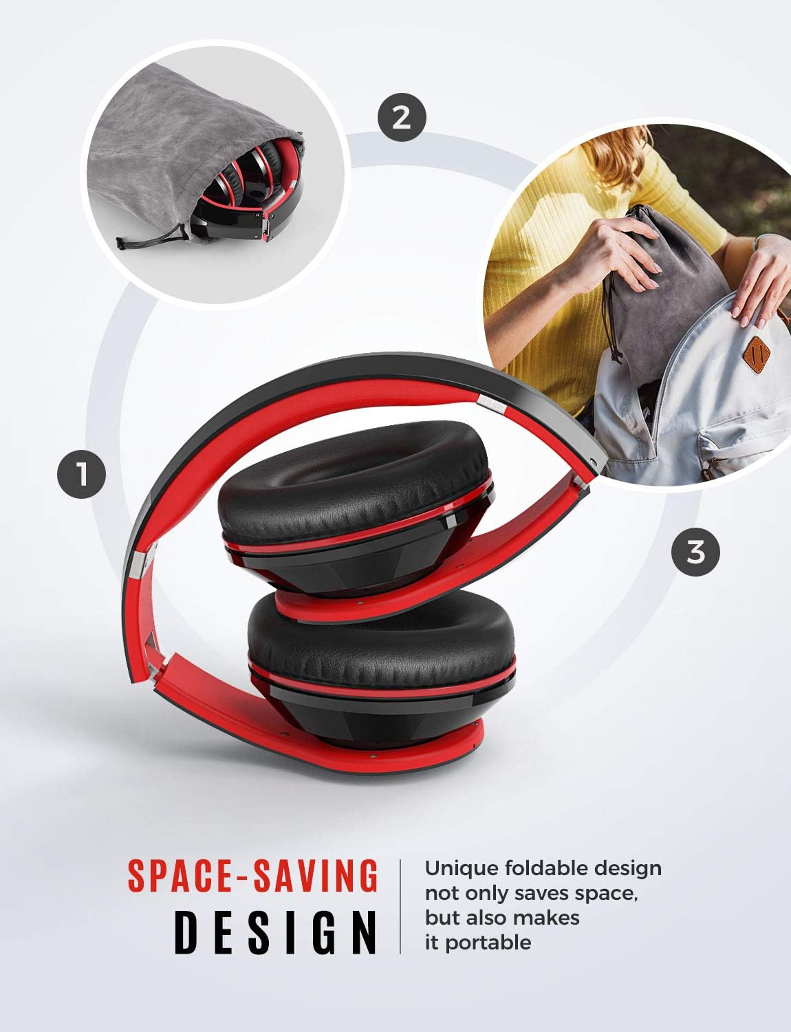 Mpow 059 Bluetooth Headphones Over Ear, Hi-Fi Stereo Wireless Headset, Foldable, Soft Memory-Protein Earmuffs, w/Built-in Mic Wired Mode, for Online Class, Home Office, PC/Cell Phones/TV: Electronics