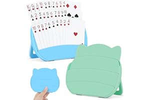 WKCHXD Card Holders for Playing Cards, 2 Pack Playing Card Holder for Kids Adults and Seniors, Hands Free Card Game Holder for Arthritis Little Hands,Poker Parties Travel Family Game Nights (Blue & Green)