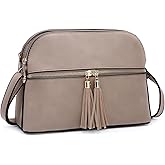 Dasein Women Tassel Zipper Pocket Crossbody Bag Shoulder Purse Fashion Travel Bag with Multi Pockets