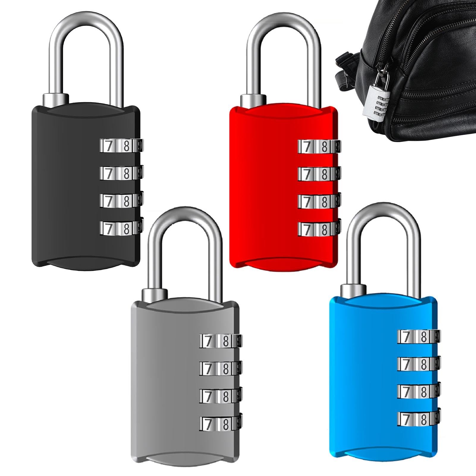 4 PCS Combination Padlock Outdoor, Weatherproof Coded Padlocks, Resettable Combination Padlock Outdoor, with Code, for Gym, School, Hasp, Outdoor Shed, Storage, Cabinet, Toolbox