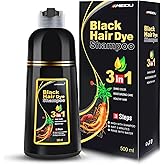IIIMEIDU MEIDU Black Hair Dye Shampoo 3 in 1, Shampoo for Color Treated Hair 100% Gray Coverage for Women Men, Natural Herbal Ingredients Champu Para Canas pintar el pelo 500ml