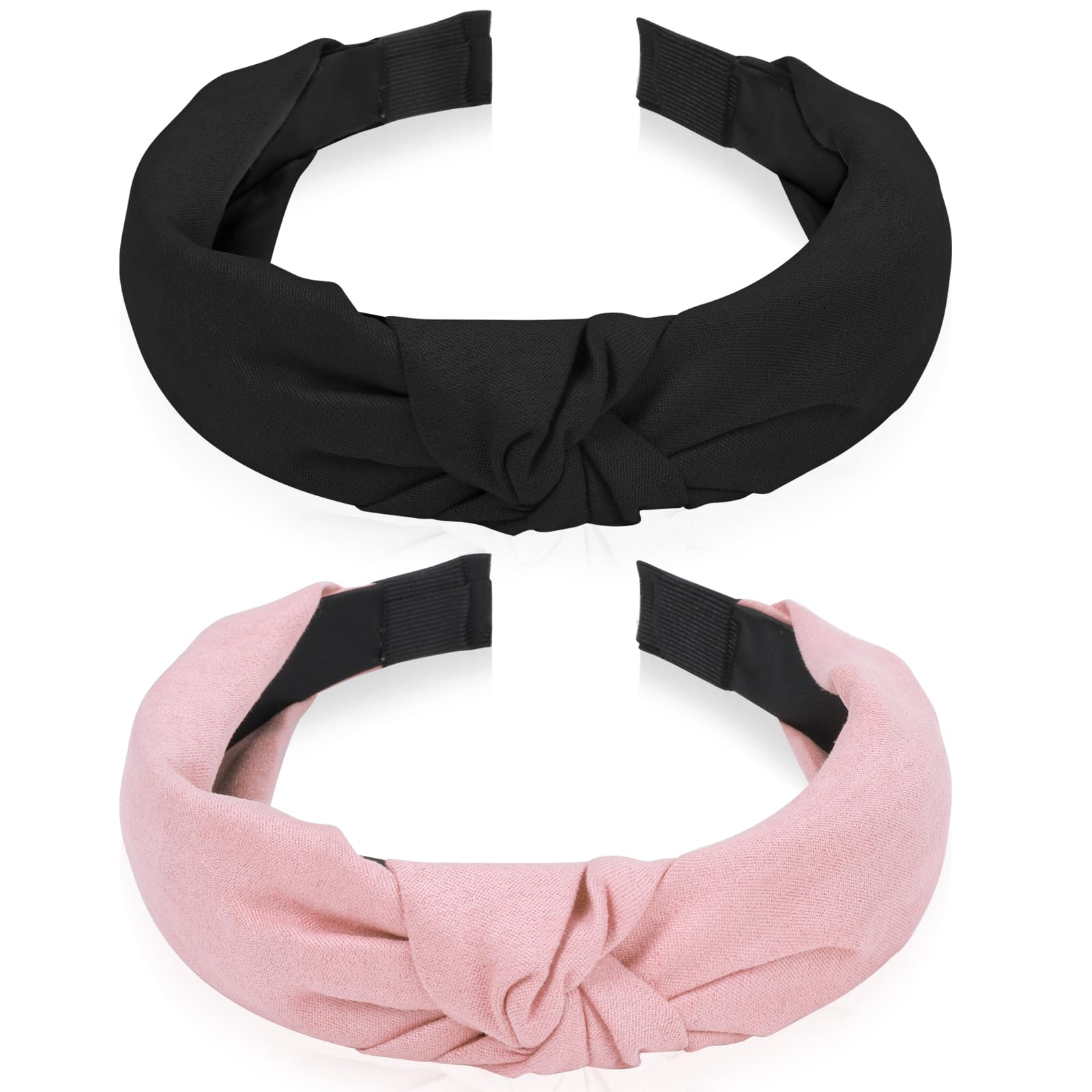 YUXIANLB Headbands For Women Thick Headband For Girls 2pcs Knotted Hair Band Wide Headpiece Yoga Hair Hoops Non-Slip Top Knot Hair Accessory Twist Headdress Elastic Trend Hair Holder For Women Girl