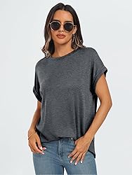 AUTOMET Womens Summer Tops Oversized Short Sleeve
