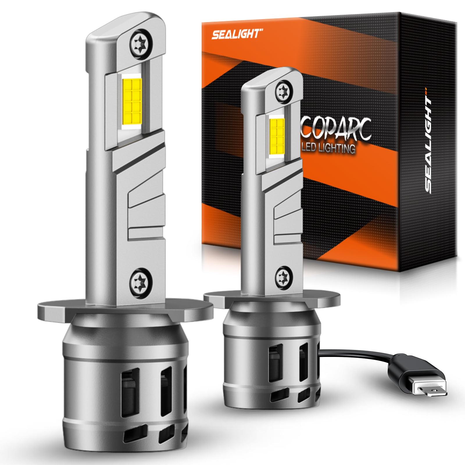 SEALIGHT H1 Fog Bulbs, 40000LM 6500K Cool White, 1:1 Mini Size, H1 Bulb Light with 13000RPM Cooling Fan, 3 Mins Plug-N-Play, IP67 Waterproof Non-polarity, Pack of 2 Image