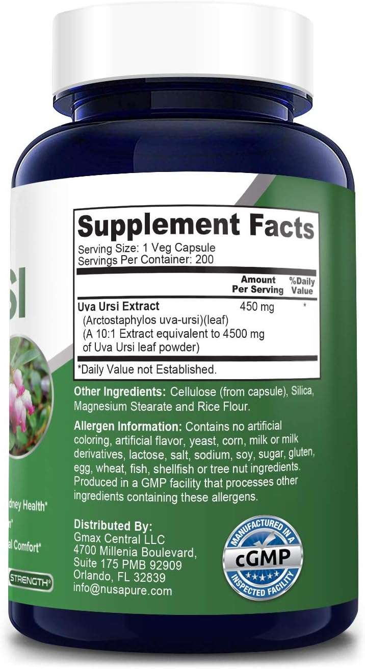 Uva Ursi 4500mg 200 Vegetarian caps (Non-GMO & Gluten Free) Bearberry - Supports Urinary Tract Health, UTI Relief: Health & Personal Care